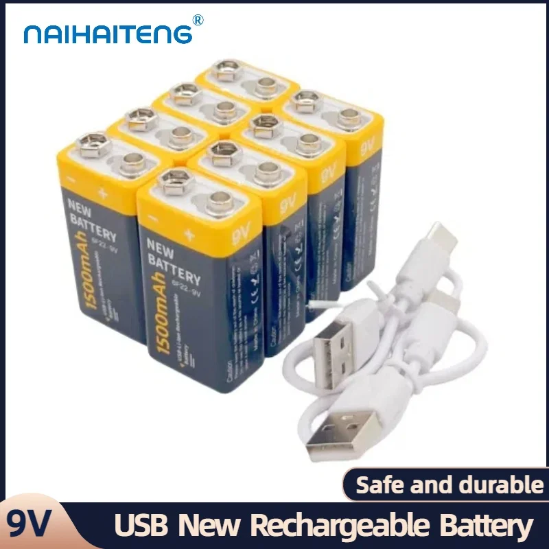 Imagem -02 - Bateria Li-ion Recarregável com Porta Tipo-c 9v 6f22 1500mah Usb Adequado para Microfone Multímetro Brinquedo Instrumento de Controle Remoto 810 Pcs