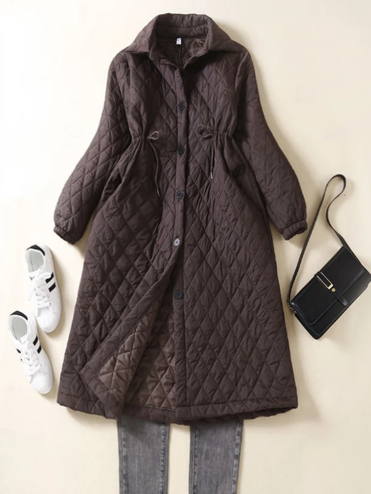 Abrigos de algodón para mujer, Parkas de Color sólido con solapa, chaqueta cortavientos, gabardina, ropa de manga larga, Tops de invierno, 2023
