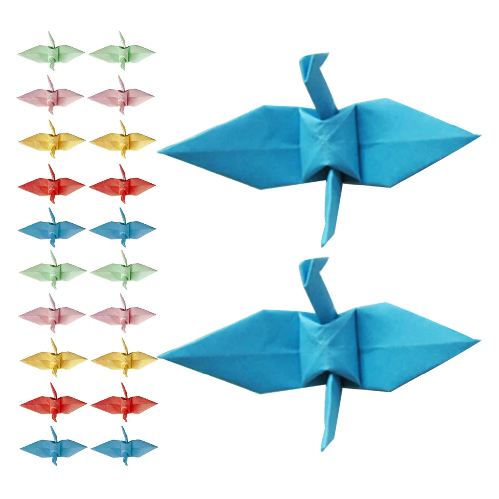 100 szt. Origami Żurawie Dekoracje Wiszące Ręcznie Robione Kolorowe Żurawie Papierowe Alternatywa dla Lampki Sznurkowych na Wesele, Przyjęcie, Baby Shower