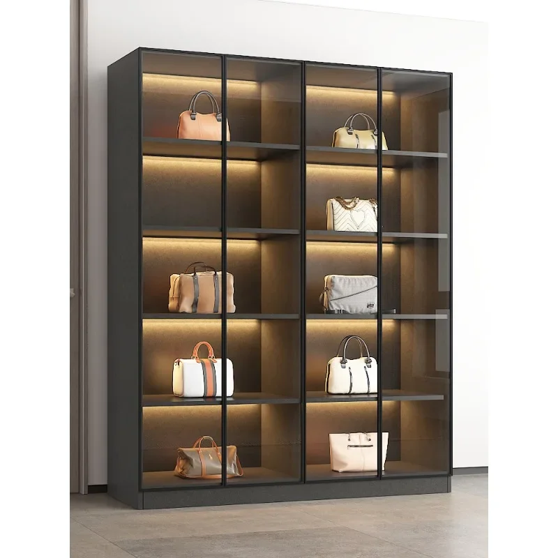 Bag cabinet Glass display cabinet Dust-proof and simple household luxury cosmetic cabinet Storage rack Living room