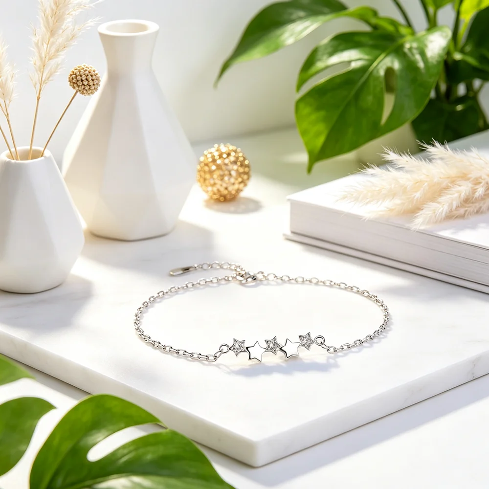 New Arrival Big Promotion Beautiful Small Stars Pure 925 Sterling Silver Bracelets Top Quality Gift For Women Girls Wedding