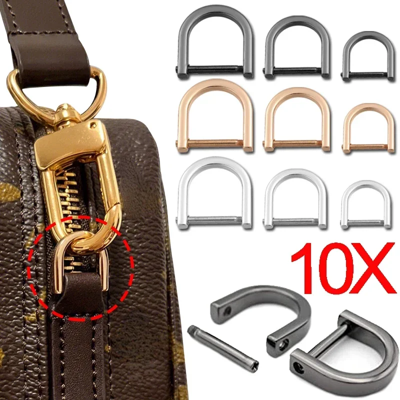 10pcs/lot Metal D-shaped Ring Buckle Detachable Luggage Link Buckle Used Bag Strap Link Handle Dee Connector Luggage Accessories