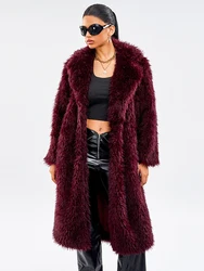 DEAT Fashion Women's Faux Fur Coat Lapel Loose Long Sleeve Solid Color Thick Warm Plush Jacket Winter 2024 New tide 7AB6138