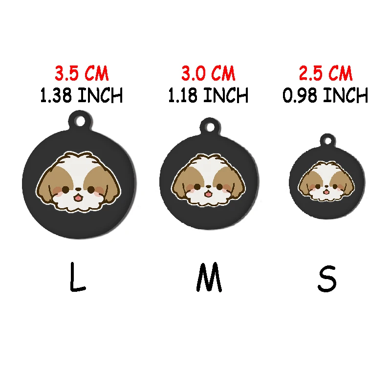 Shih Tzu Custom Name Tag Engraved ID Stainless Steel Personalized Tag For Dog Collar Anti Loss Pet Nameplate