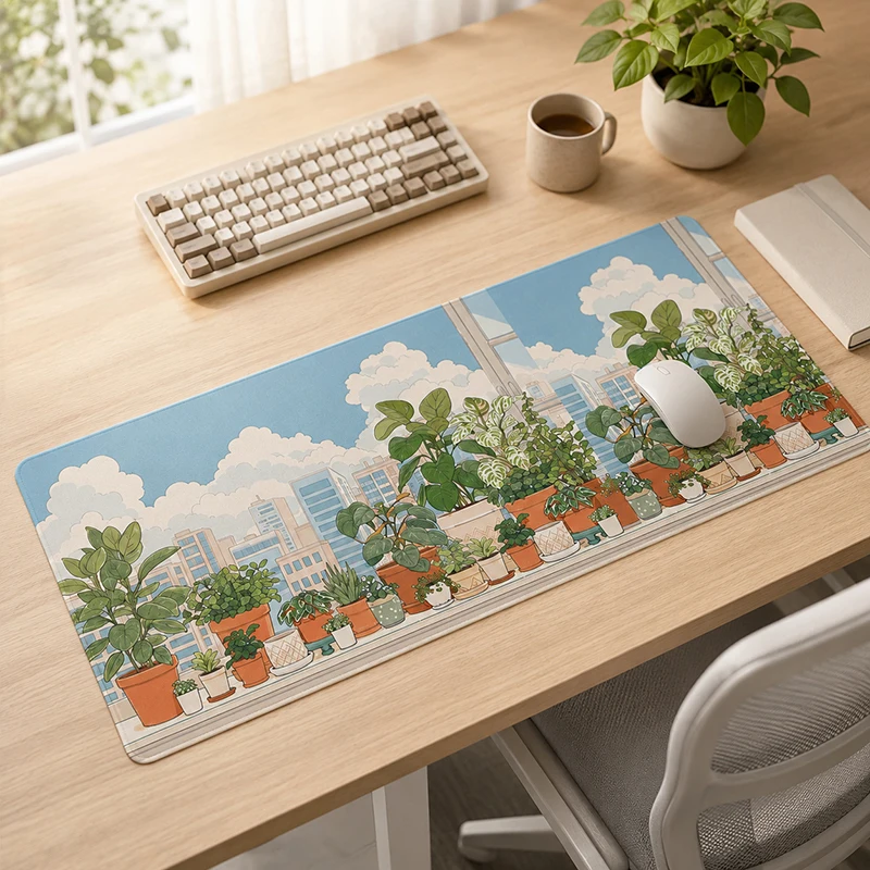 Mouse Pad Gamer Balcony Plants Window View XL HD New Home Custom Mousepad XXL Mouse Mat Non-Slip Soft Carpet PC Mouse Mats