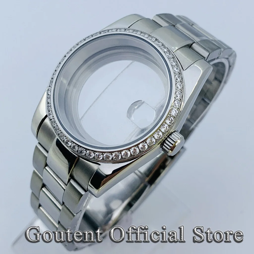 

Goutent 36 мм/39 мм серебряный сапфировый корпус для часов с драгоценным камнем безель подходит для NH35 NH36 Miyota 8215 821A ETA 2836 2824 PT5000 Механизм