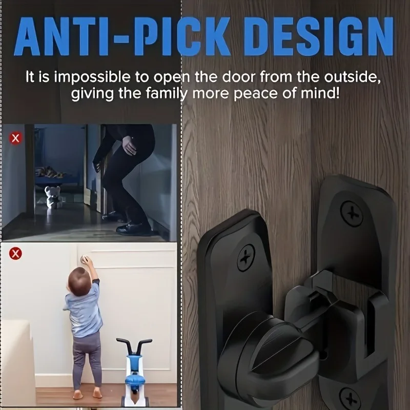 2pcs Stainless Steel Flip Latch Lock with Bolts, 180° Sliding Barn Door Lock, Heavy Duty Door Bolt for Garage Bathroom Pet Door