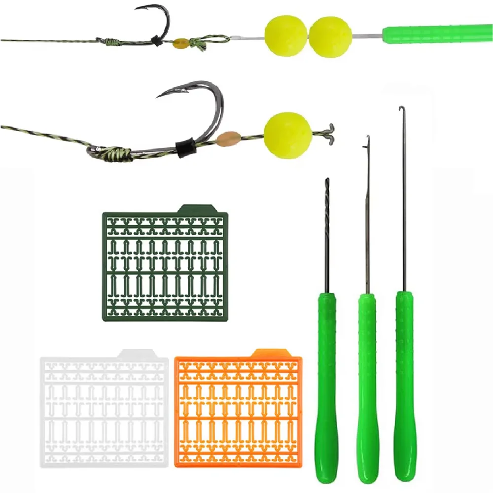 6Pcs Carp Fishing Bait Needle Kit Drill Baiting Needle DIY Carp Hair Rigs with boilies stoppers for Fishing Lure Baits Tackle