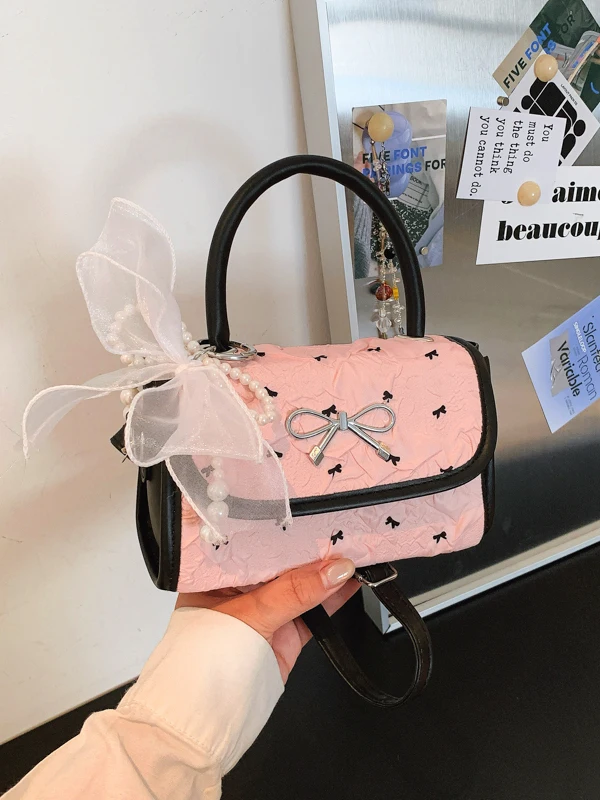 Korean Style  Knot Women's Bag Summer 2026 New Single Shoulder Crossbody Bag High-End Sensation Handheld Small Squar...