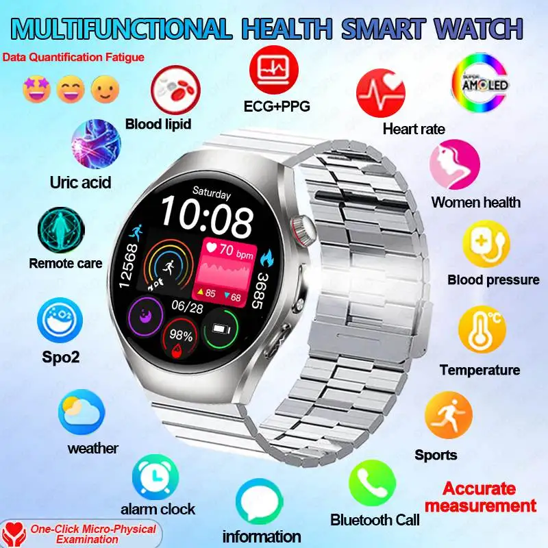 

Новые умные часы с ЭКГ, функцией микро-обследования, измерением уровня мочевой кислоты, пульса, давления, липидов в крови, вызовами SOS и Bluetooth, для контроля здоровья