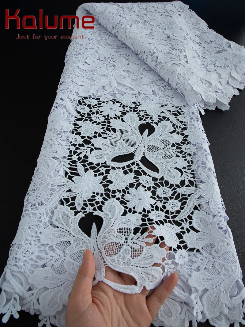 

White Sequins Cord Lace Fabric 2025 High Quality New Nigerian Guipure Lace Fabric For Sewing African Women Party Dresses F4197