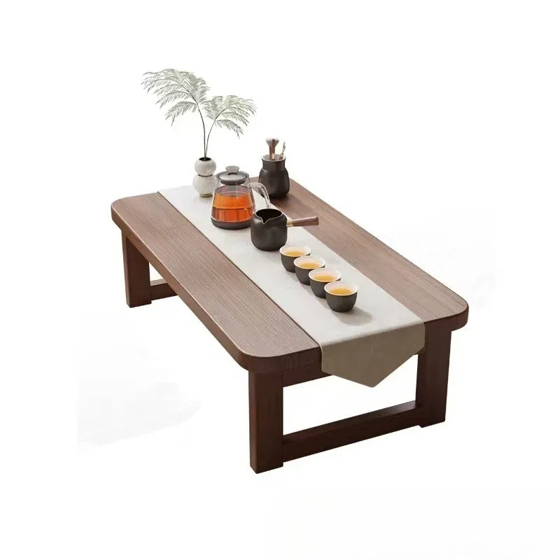 Chinese folding small household balcony bay window table kang low dining tatami coffee tea table bed