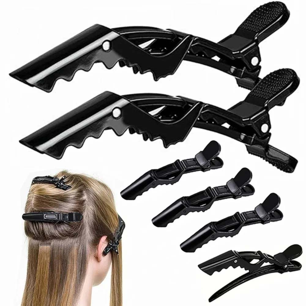 6Pcs New Colorful Alligator Hair Clips Professional Black Crocodile Hairpins Strong Grip Anti-Slip Plastic Hair Claws Headdress