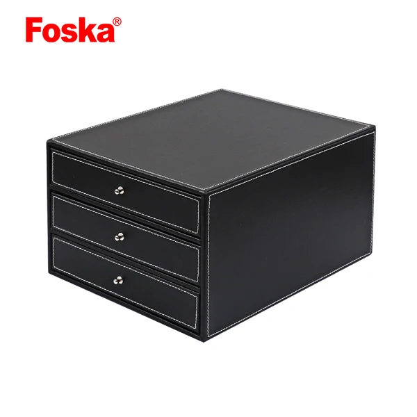 Foska Good Quality PVC Leather Desk Organizer With File Magazine Storage Organizer For Office Supplies Storage Desk Accessories