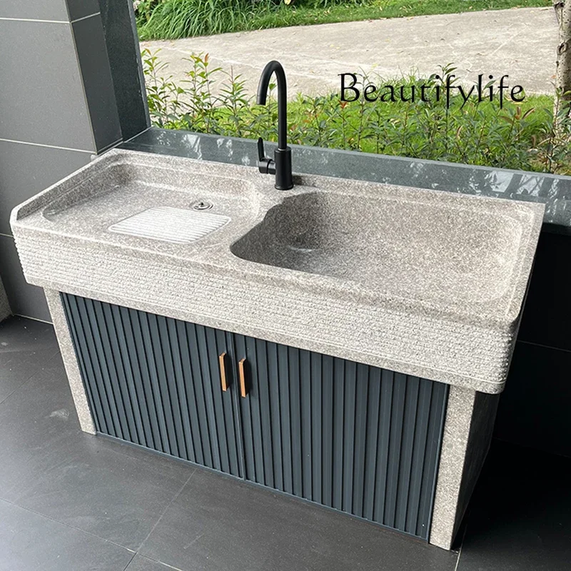 N69 Granite stone pool, courtyard sink, marble laundry pool with rubbing board, integrated wash basin