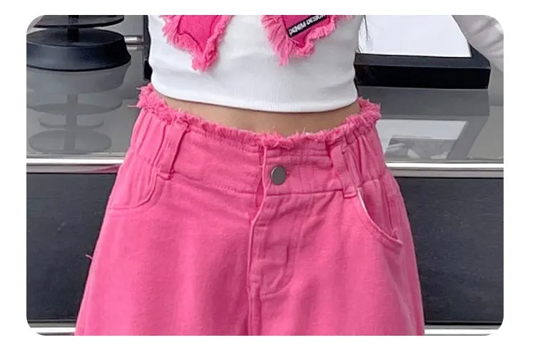 Teenager-Mädchen Hip-Hop-Streetwear-Kleidungsset mit abnehmbaren langen Ärmeln, Schmetterlings-T-Shirt, Farbverlauf- und zerrissenen Jeans, 2-teiliges Mode-Outfit – Detail 10