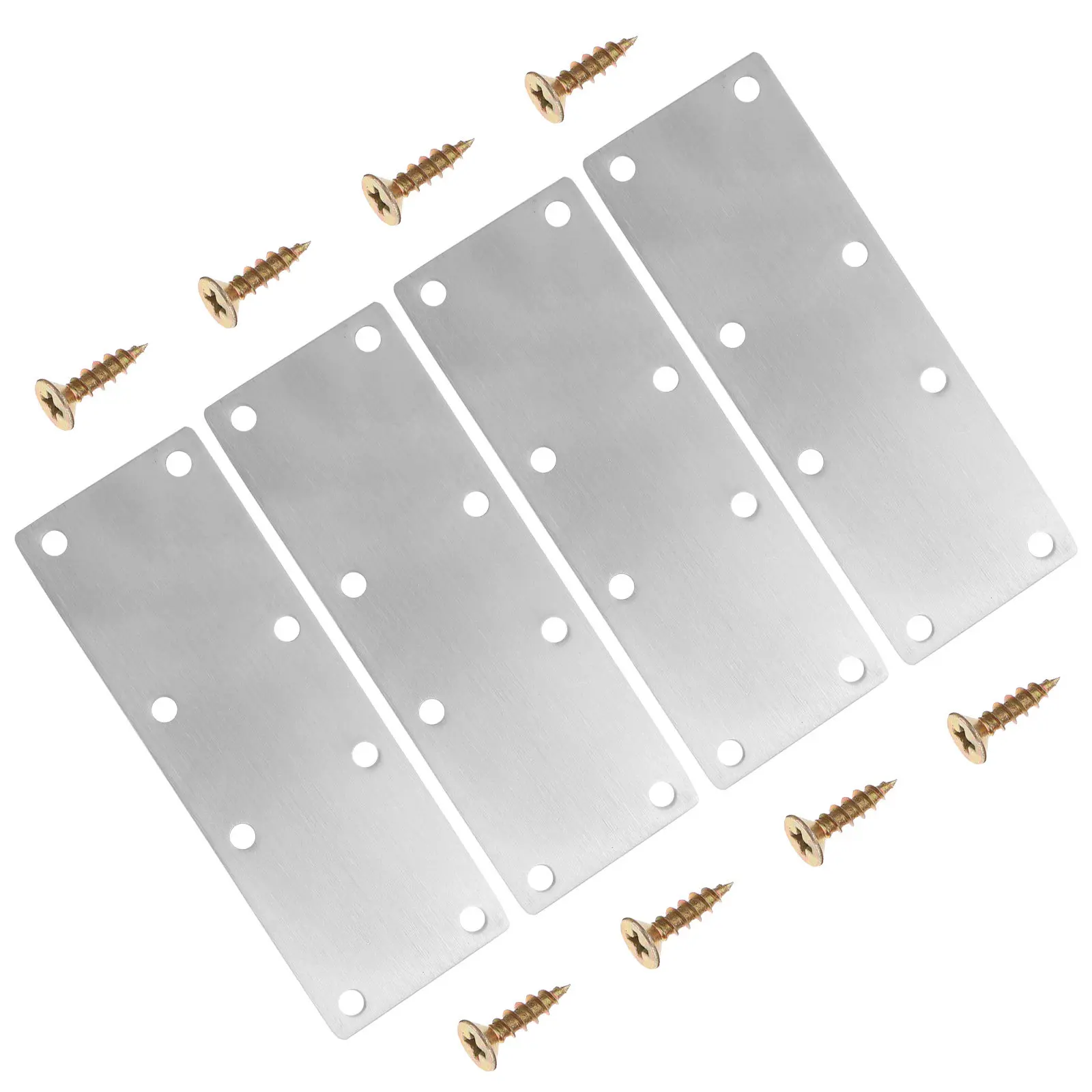 4Pcs Heavy Duty Flat Straight Brace Brackets Stainless Steel Mending Plates for Wood Beams Corner Joint Reinforcement Fixing