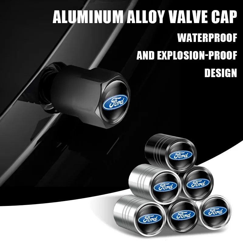 4Pc Car Wheel Tire Valve Caps For Ford Focus MK3 Ranger Fiesta S-Max Mondeo MK4 Kuga Badge Emblem Air Stem Tyre Plug Accessories