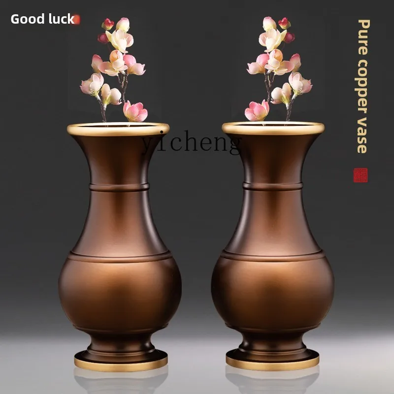 HYS  on the table Brass Buddha front vase offering Buddha living room ornament flower arrangement offering