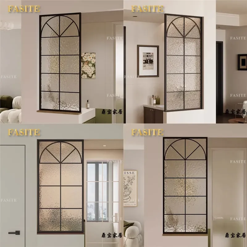 For Ultra White Water Corrugated Tempered Art Glass Partition Screen Room Divider Half Wall for Bathroom Living Room Entrance
