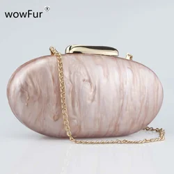 Brand Design Light Milk Pink acrilico pochette Shell Chic Women Evening Bag banchetto Hardcase catene borsa e borsa da festa femminile