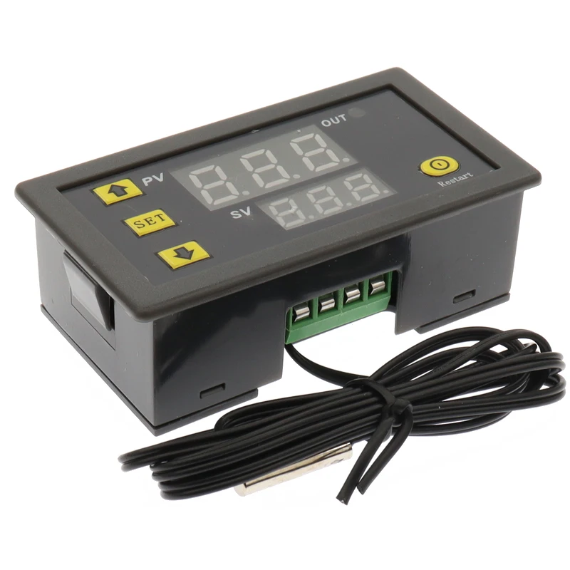 W3230 12V 24V AC110-220V Probe line 20A Digital Temperature Control LED Display Thermostat With Heat/Cooling Control Instrument