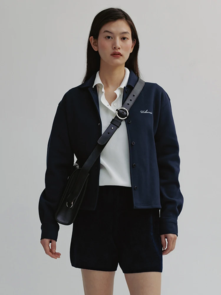 

Spring Early Short Casual Style Women's Jacket Thin Outerwear Single Button Cotton Blend Long Sleeve Regular Fit Coat