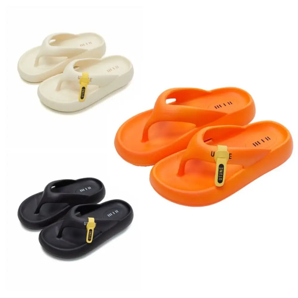 Comfortable Letter Platform Flip Flops EVA Thick Soled Slides Sandals Toe Spring Non-Slip Beach Slippers Bathroom view 5