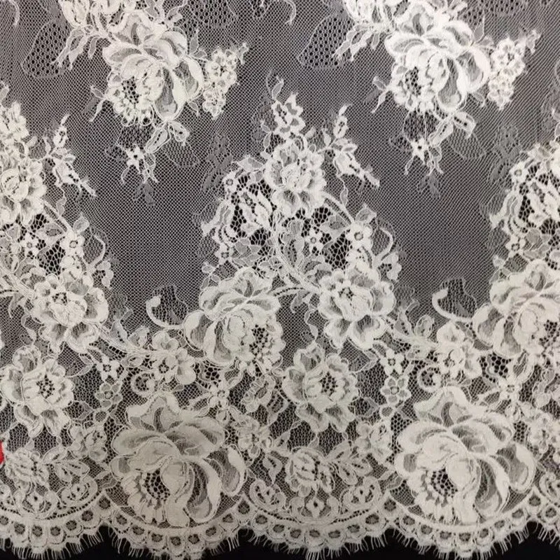 3Yard 150cm wide Soft Tulle Bilateral French Lace Trim Luxury Embroidery Lace Fabric for Wedding Dresses