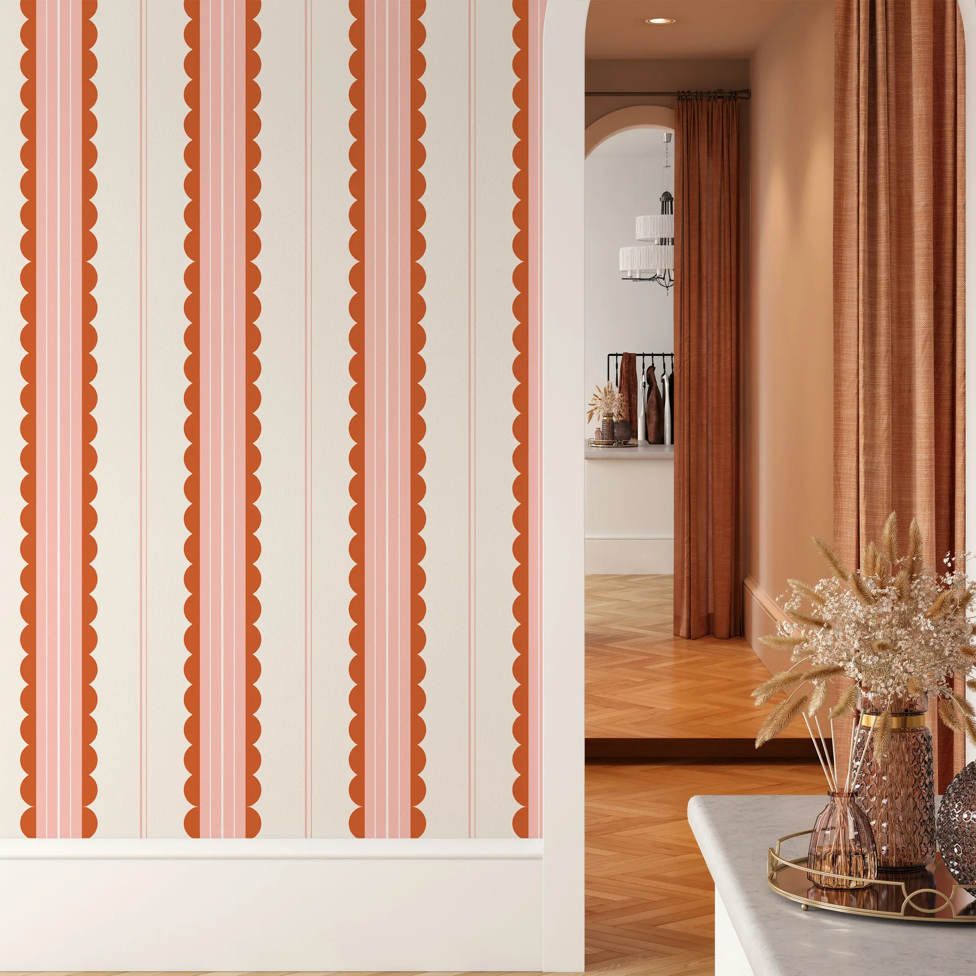 Striped Peel and Stick Wallpaper Watercolor Stripe Self Adhesive Wallpaper for Bedroom Cabinet Drawer Furniture Wall Decor