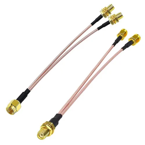 RP SMA macho/hembra a Dual SMA macho hembra 2 X SMA adaptador de antena de 2 vías divisor tipo Y Cable de extensión coaxial RF RG316