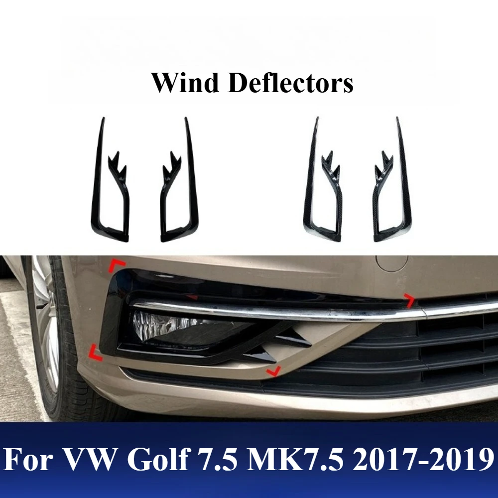 

For VW Golf 7.5 MK7.5 2017-2019 - Fog Light Air Dams, Gloss Black ABS Wind Deflectors, Front Bumper Tuning Kit (Left+Right)