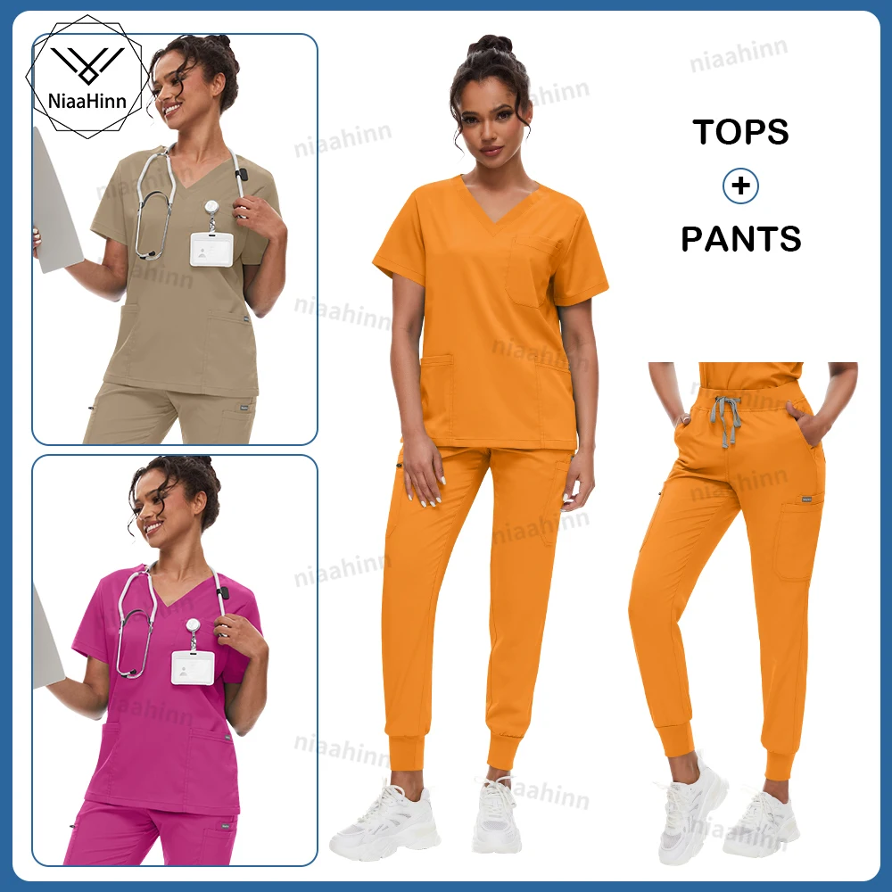 

Clinical Uniform Woman Hot Selling Surgical Uniforms Unisex Multicolour Joggers Pants Short Sleeved Tops Nursing Suit Mens Scrub