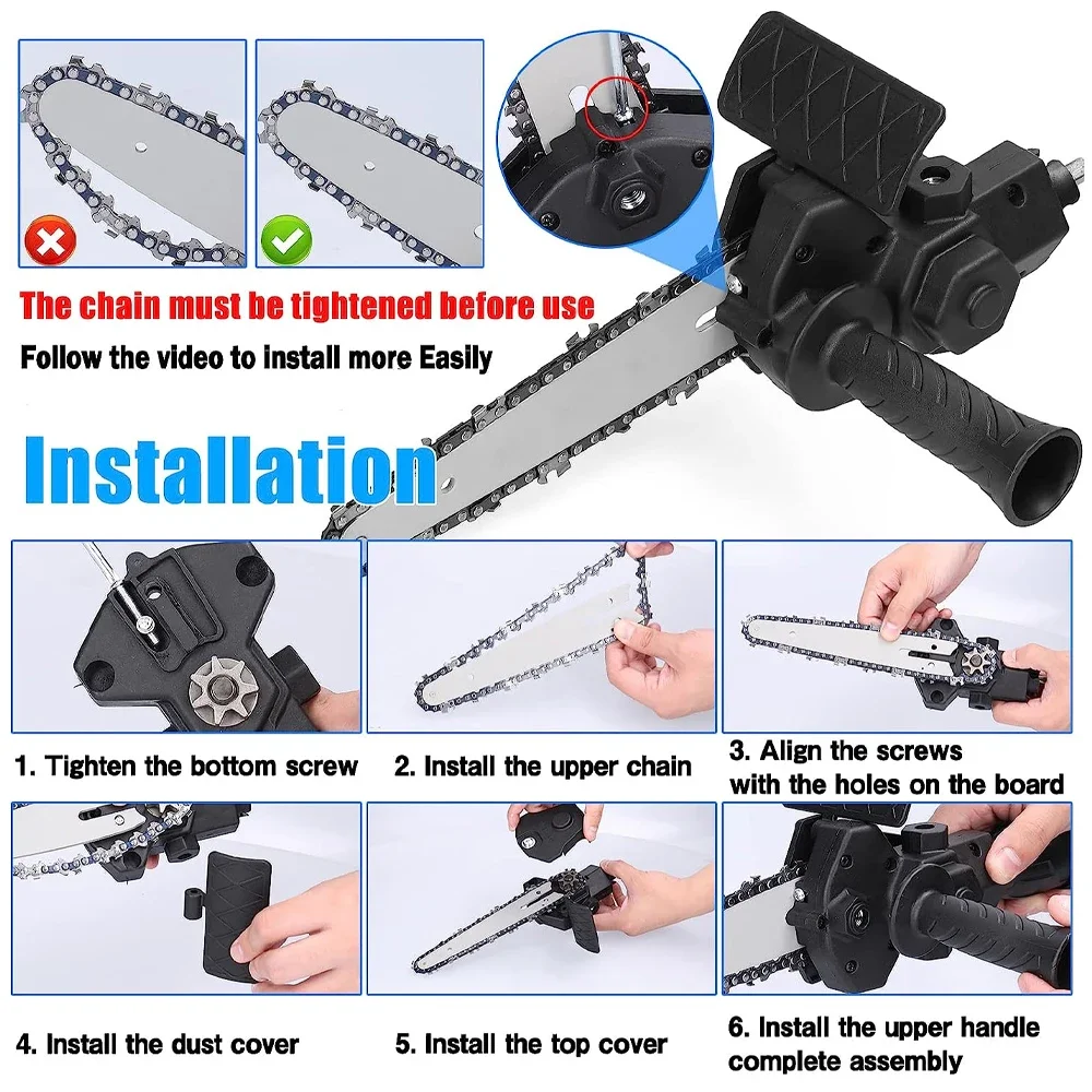 6-Inch Electric Drill Conversion Electric Chain Saw Adapter Tool, Home Portable Mini Chainsaw,Woodworking Trimming/Cutting Tools