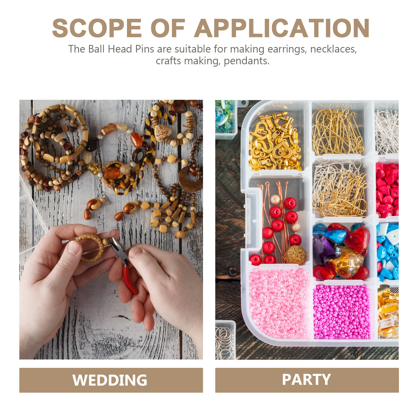 1 Box Stainless Steel Ball Head Pins Metal DIY Jewelry Making Supplies for Earrings Necklaces Bracelets Crafts