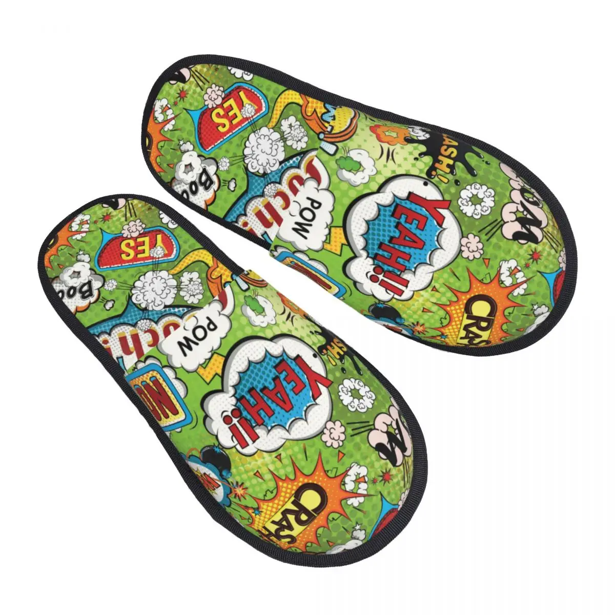 

Funny Comics Speech Bubbles House Slippers Soft Warm Memory Foam Fluffy Slipper Custom Print Women Indoor Outdoor Shoes