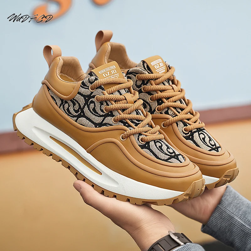 Chunky Sneakers Mens Designer Running Shoes Fashion Casual Microfiber Leather Fabric Breathable Height Increased Platform Shoes