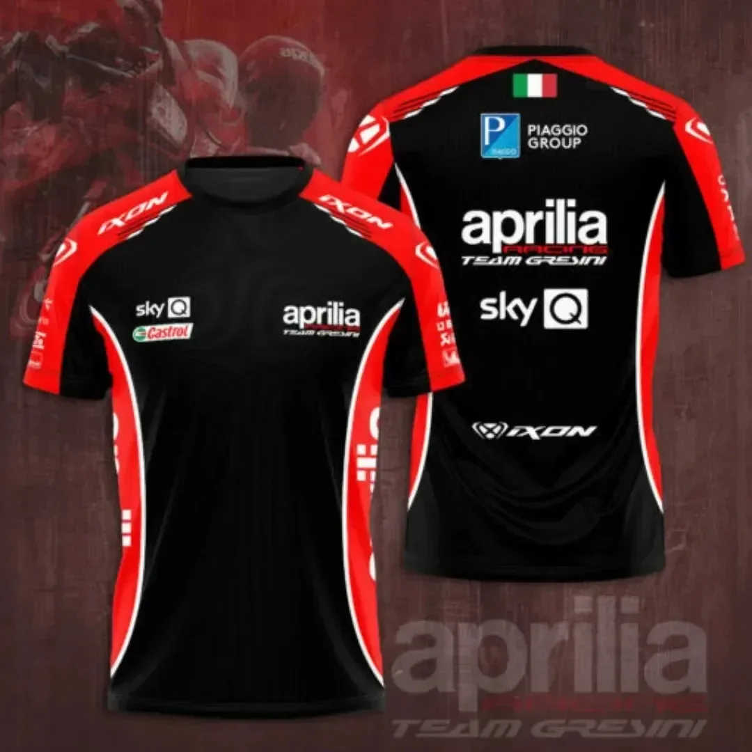 Summer 2024 Aprilia Short Sportswear F1 Rallying 3D Printing Breathable Quick Drying Short Popular men\'s O-neck Casual T-shirt