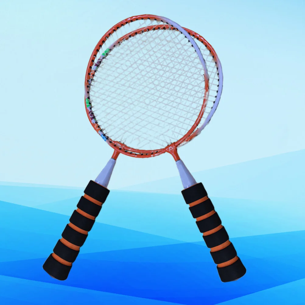 1 Pair Light Weight Battledore Portable Badminton Racket Leisure Toys Funny Badminton for Outdoor (Blue)