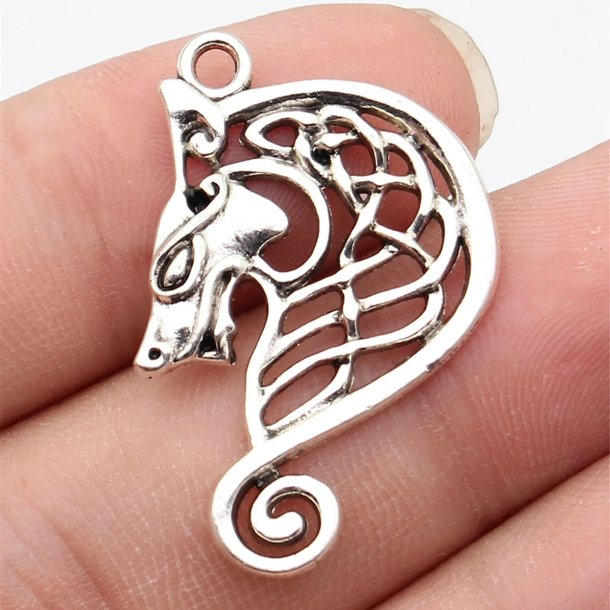 10pcs 34x22mm Antique Silver Color Openwork Celtic Knot Horse Head Pendant DIY Jewelry Findings Bulk