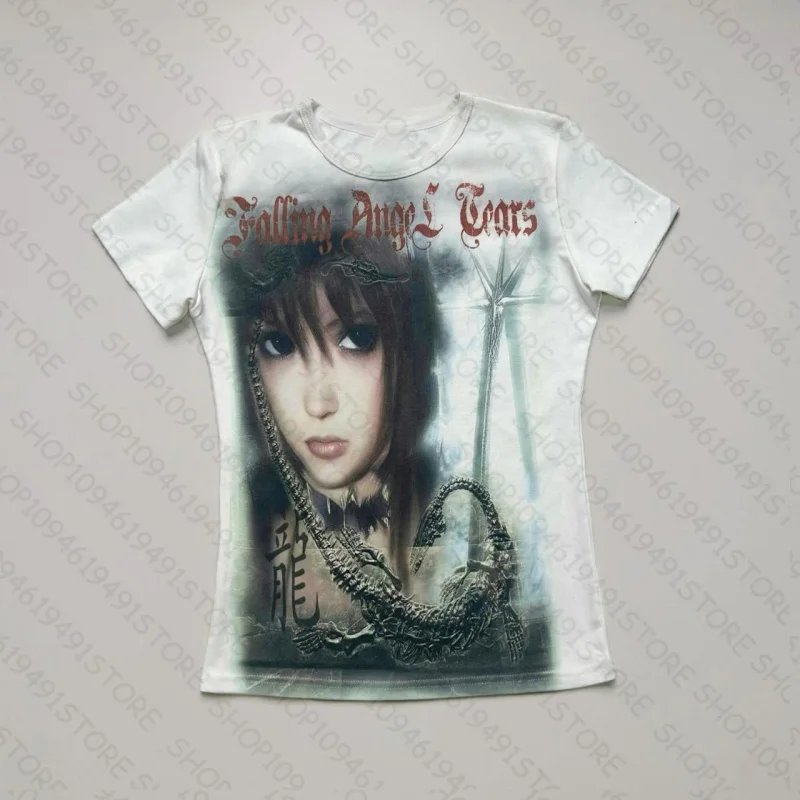 Women' s Clothes Vintage T-shirts Streetwear Harajuku Cartoon Graphic Print T Shirts Tops roupas feminina Summer Y2k Clothes