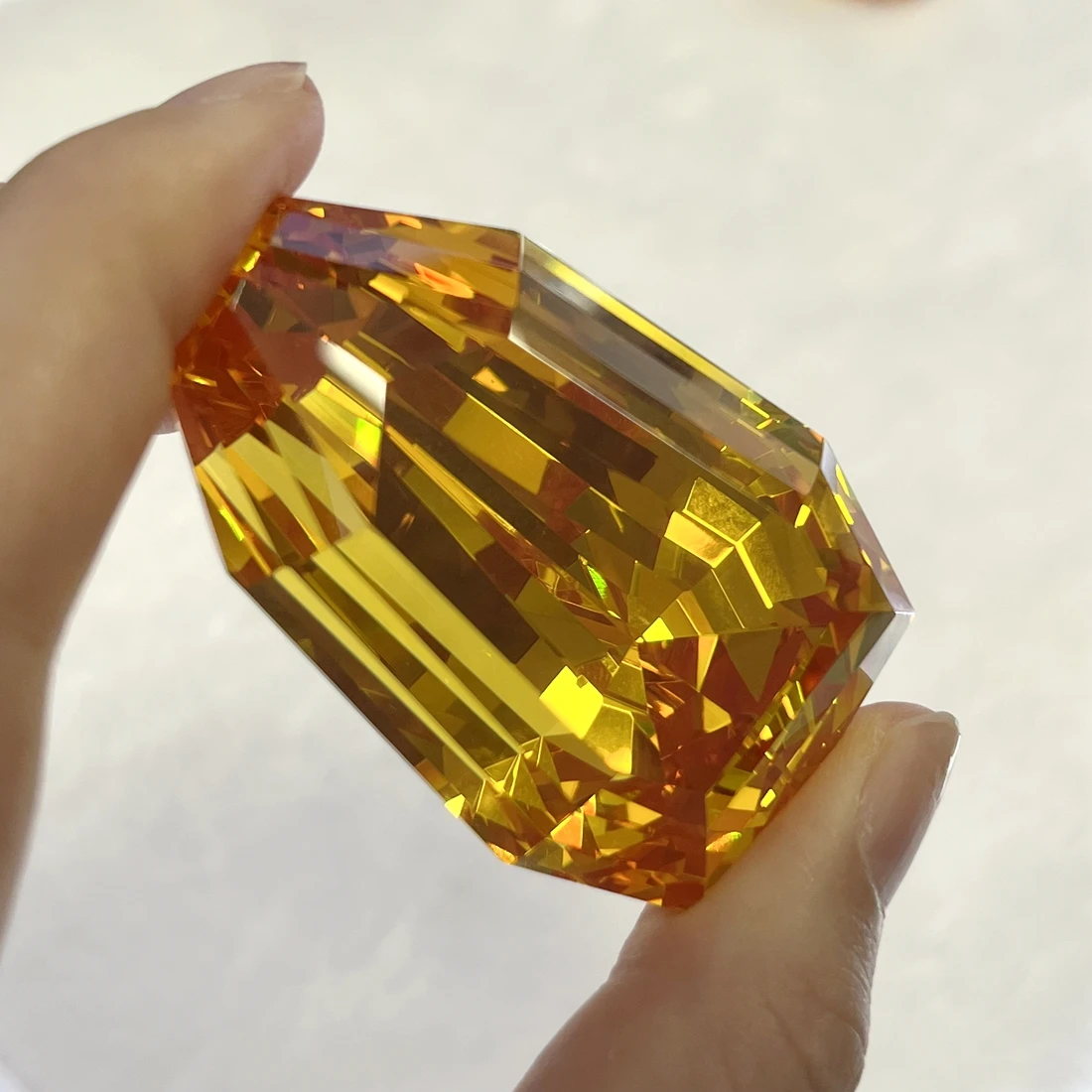 35.3x54.3mm Perfect Fancy Yellow Synthetic Cubic Zirconia Loose CZ Stone Yellow Gemstone for Jewelry