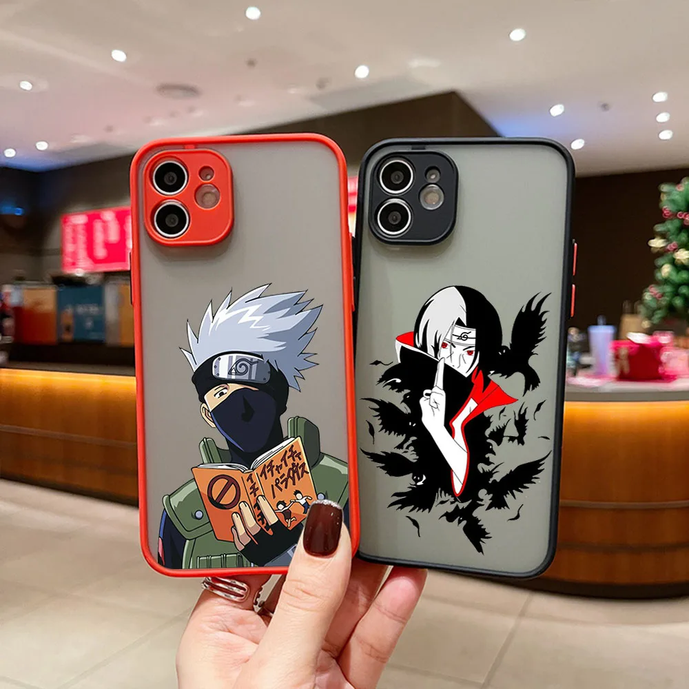 Phone Case For iphone 16 7 8 Plus 15 14 13 Mini 12 11 16Pro Max SE XR Anime N-Narutos Kakashis Matte Frosted Translucent Cover