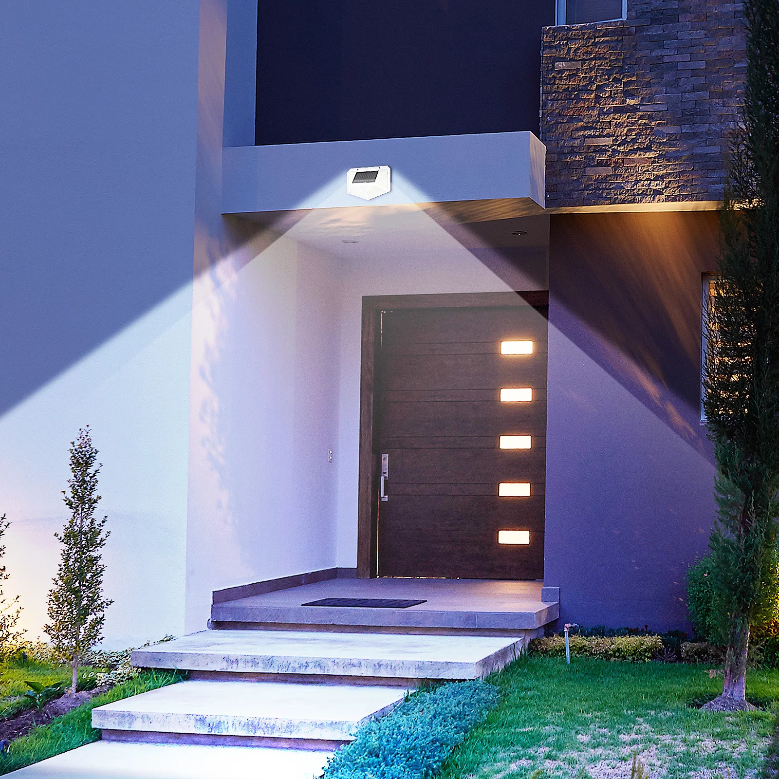 

100-Led Solar Wall Light Outdoor Waterproof Ip65 Solar Powered Garden Lights For Yard Patio Pathway Lighting Decor