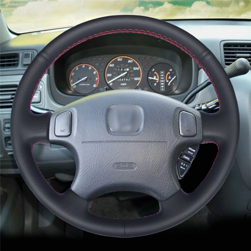 

DIY Hand-Stitched Non-slip Leather Steering Wheel Cover Wrap for Honda CRV CR-V Accord 6 1998-2003 Interior Accessories