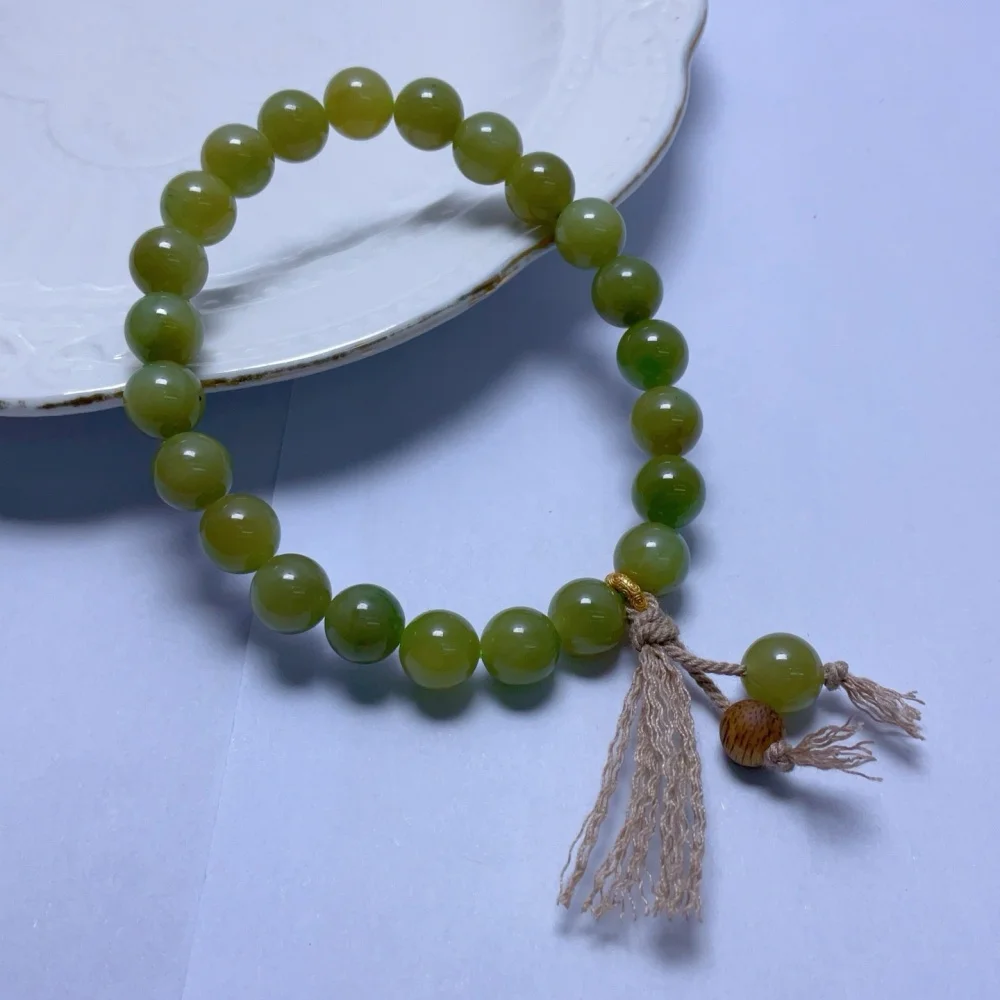 

7.8MM Natural Green Jade Bead Bracelet Energy Gemstone Fashion Healing For Women Jewelry Wrist Gift 1PCS