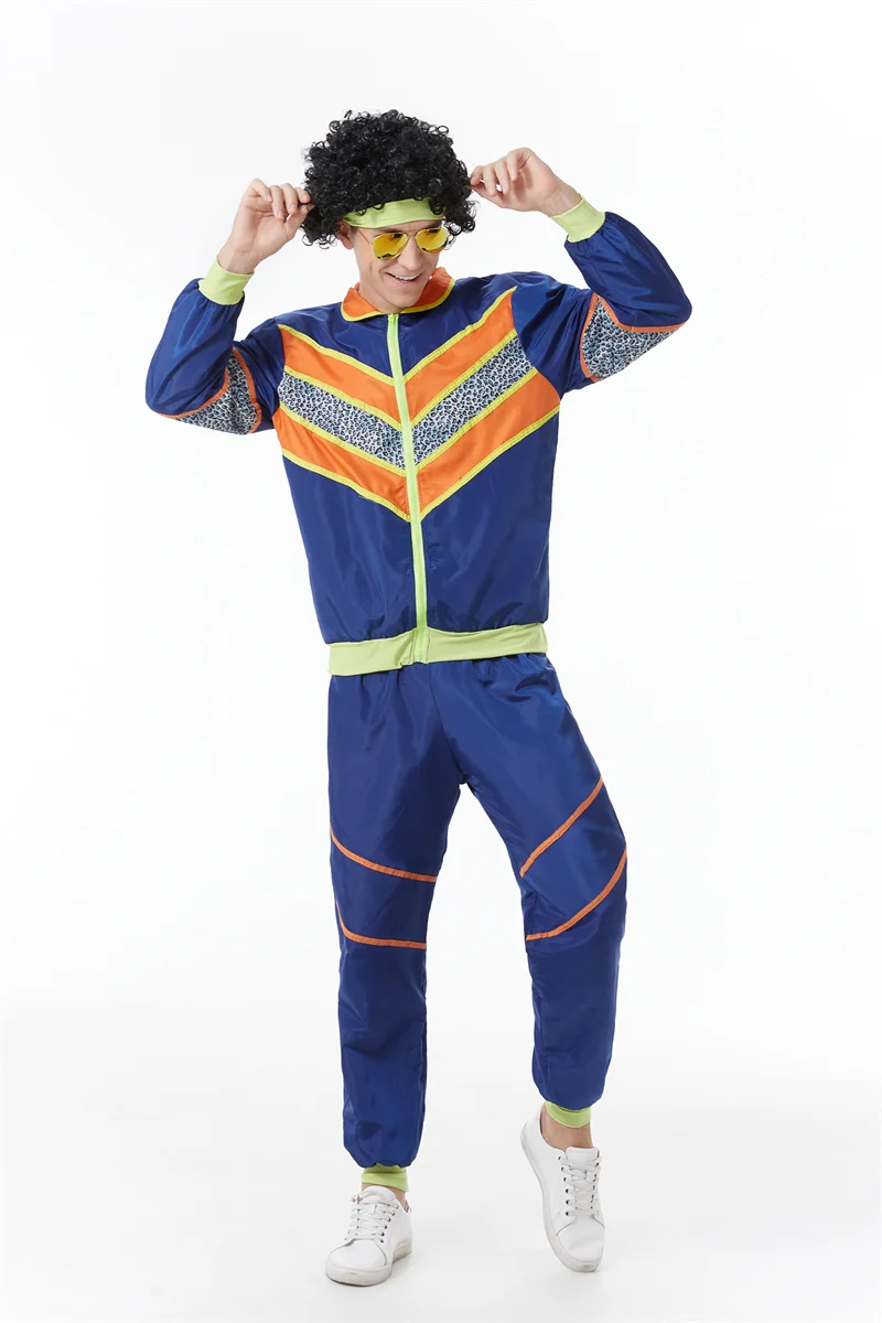 Man 70's 80's Hippies Disco Kostuums Cosplay Volwassen Hippies Dans Outfits Feest Sportkleding Verkleden