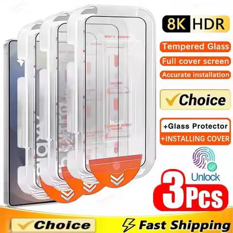 3Pcs Oleophobic Coating Dust Free Easy Installation Screen Protector for Samsung Galaxy S25 S24 S21 S22 S23 Ultra Plus Glass