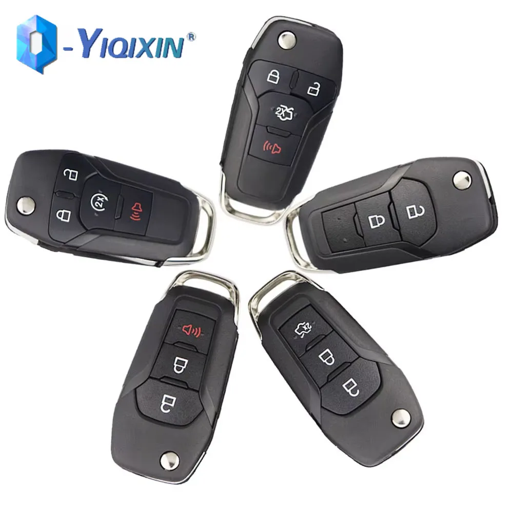 YIQIXIN Flip Remote Car Key Case For Ford Focus Fusion Mondeo Mk2 Mk7 F-150 Explorer Ranger Uncut Blank HU101 Blade 2/3/4 Button