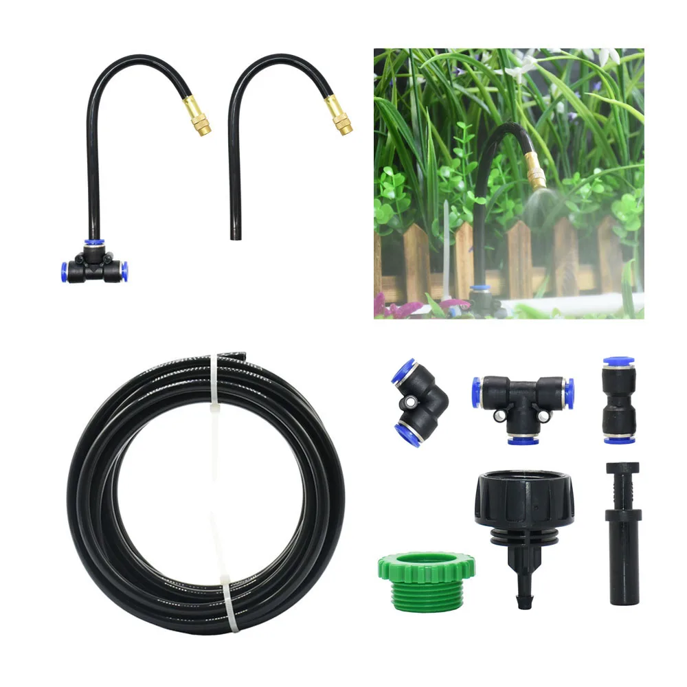 Outdoor Misting Cooling System Garden Irrigation Watering 8mm Brass Atomizer Nozzles Connector Kit for Patio Greenhouse